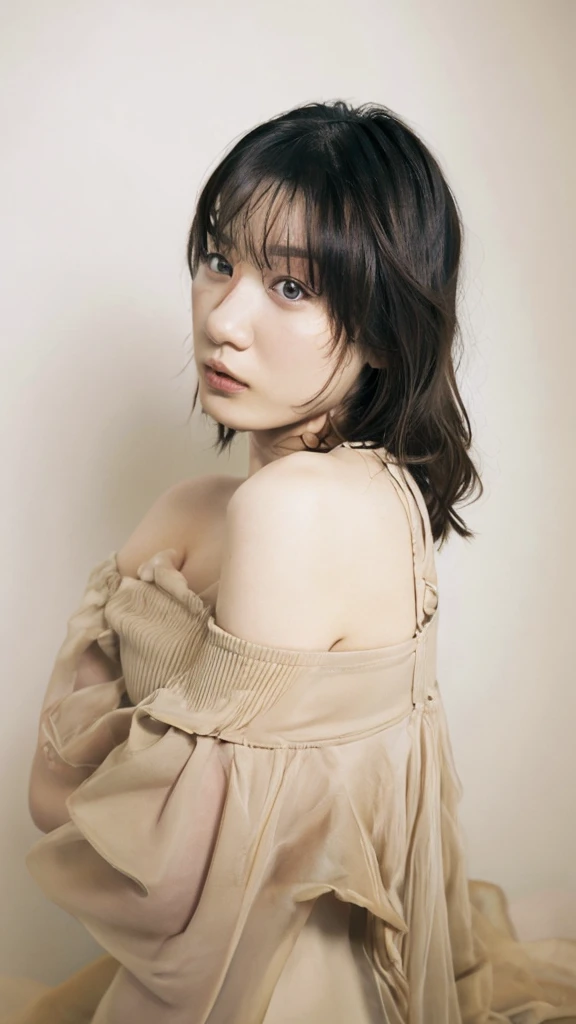 ((Highest quality, 8k, masterpiece: 1.3)), sharp: 1.2, Perfect Body Beauty: 1.4, Slim Abs: 1.2, ((Layered Hairstyles, : 1.2)), (Off the shoulder: 1.2), (nude: 1.2),e close-up: 1.5, Highly detailed face and skin texture, Beautiful Eyes, double eyelid, Side view of the camera