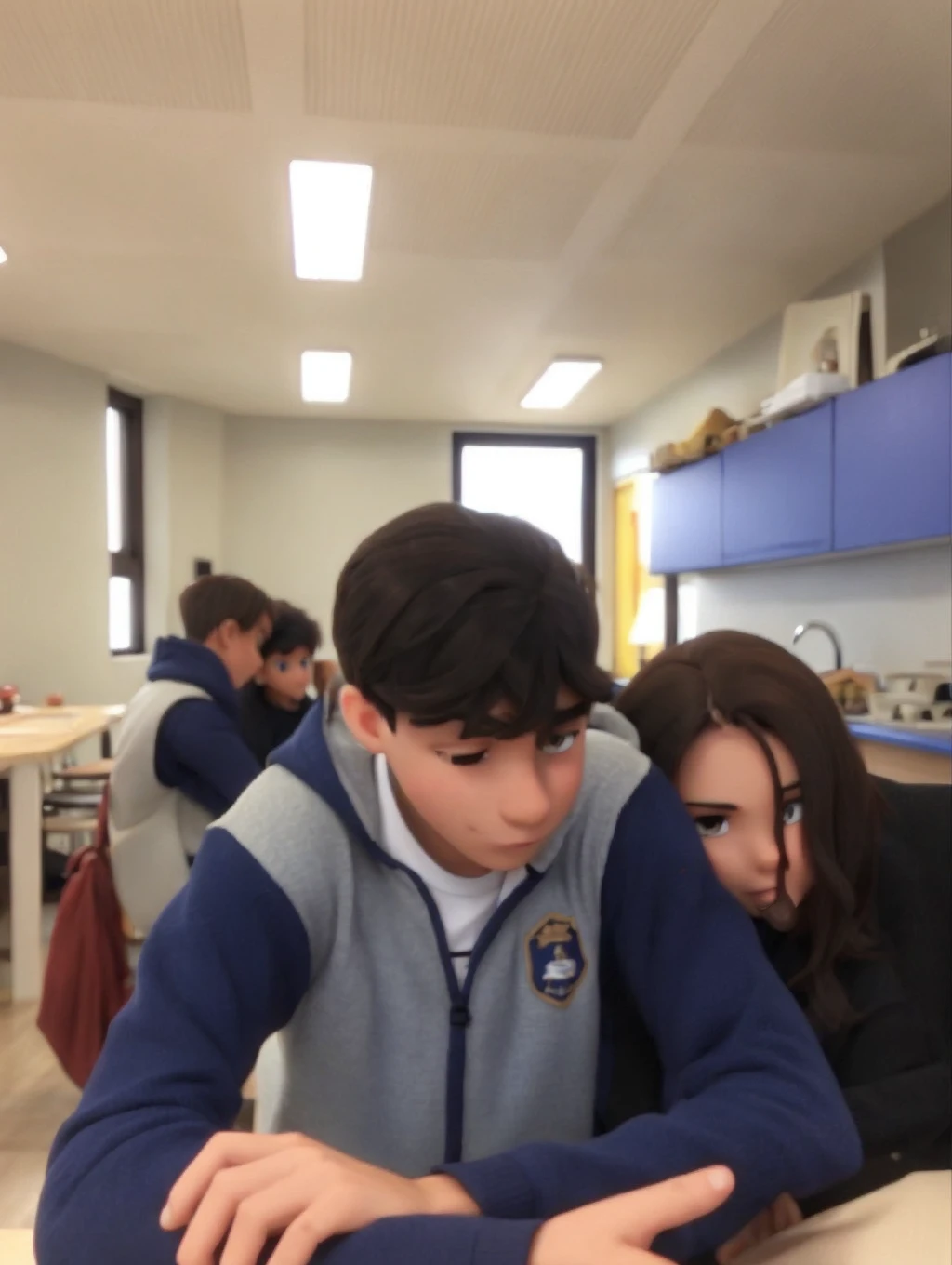 A brown hair couple with a dark brown haired boy