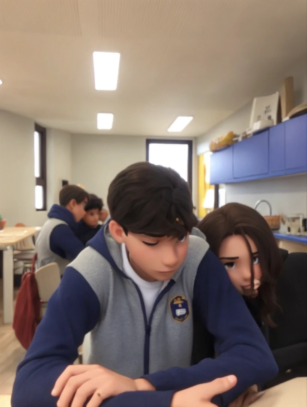 A brown hair couple with a dark brown haired boy 