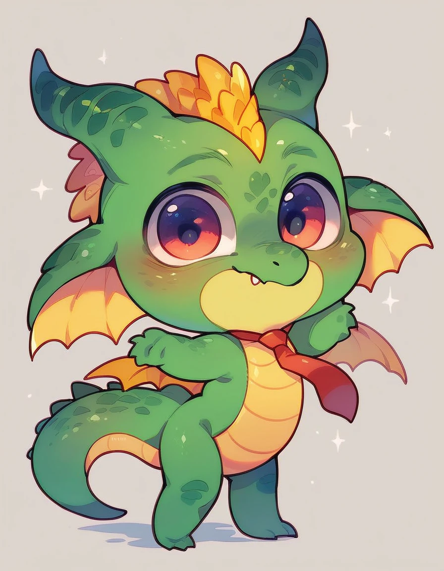 cute expression, high quality, (dragon), (cute little European Dragon:1.5), (cartoon:1.3),(chibi:1.2),(pixar style:1.2),(cute expression:1.1),(big eyes:1.1), ((((red with yellowish colors)))), he wears a gold tie, (((standing pose))), white background, full body, very cute