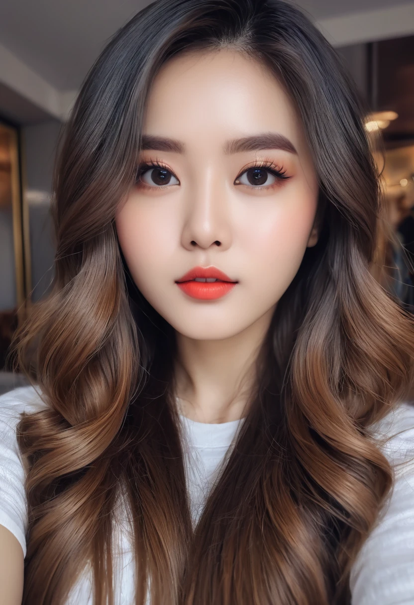 ((best quality, 8k, artwork: 1.3)), 1 girl, bonitas, longye hair, estilo selfie