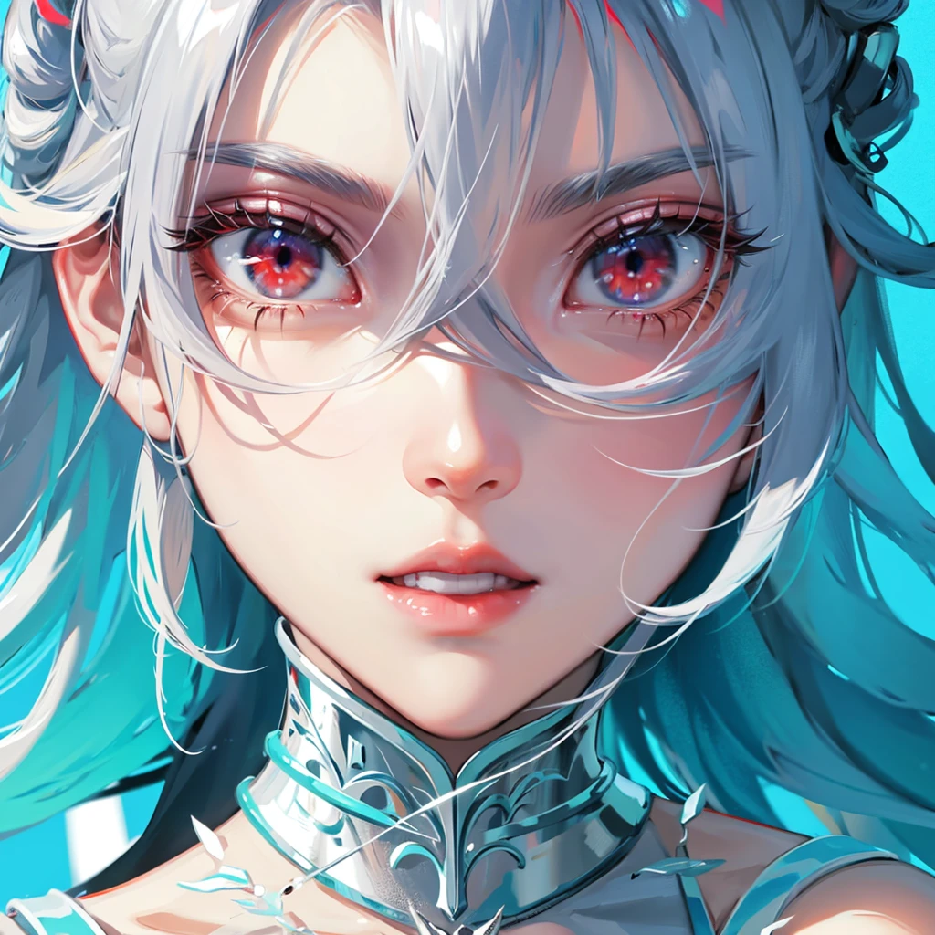 Ice goddess stunning beauty red eyes silver hair