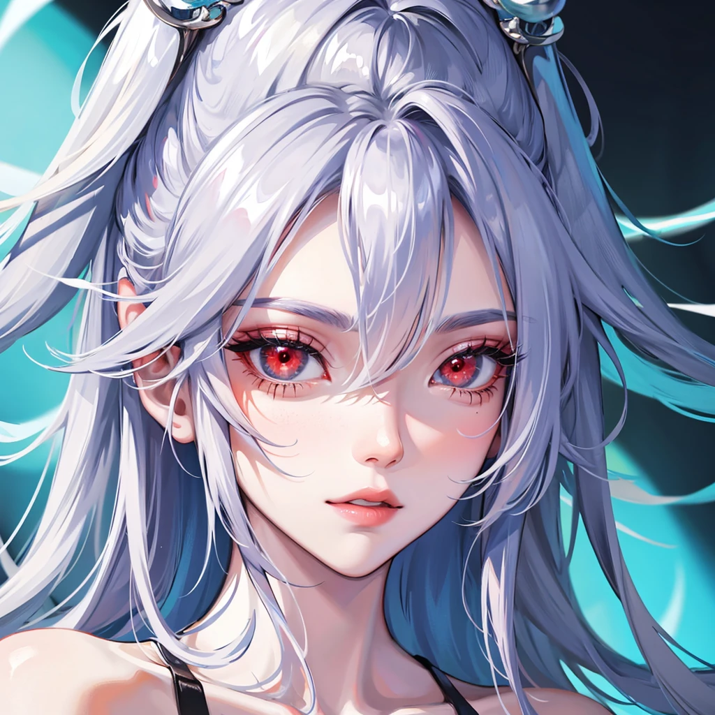 Ice goddess stunning beauty red eyes silver hair