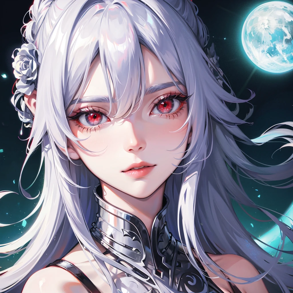 Ice goddess stunning beauty red eyes silver hair