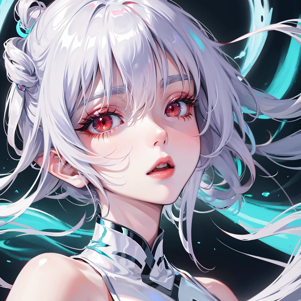 Ice goddess stunning beauty red eyes silver hair