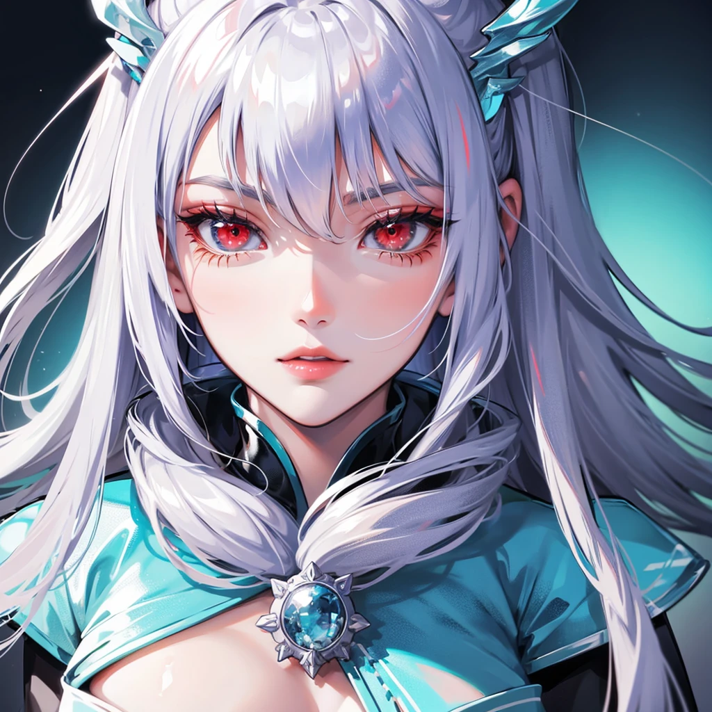 Ice goddess stunning beauty red eyes silver hair