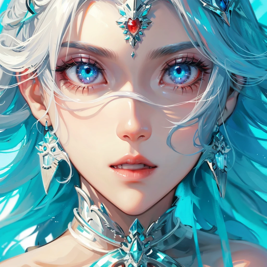 Ice goddess stunning beauty red eyes silver hair