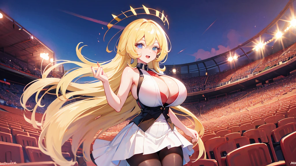 Cynthia pokemon, in a stadium celebrating, sexly, big boobies