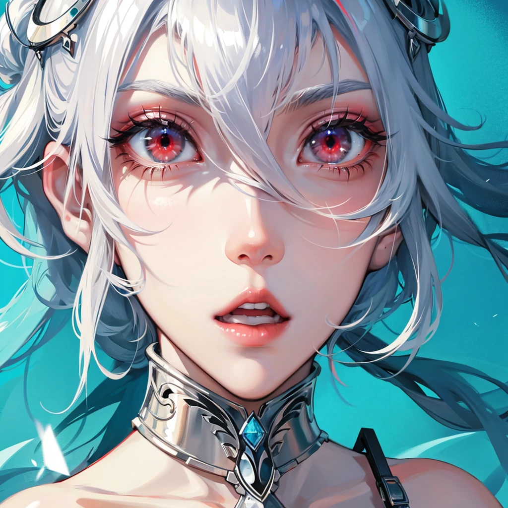 Ice goddess stunning beauty red eyes silver hair