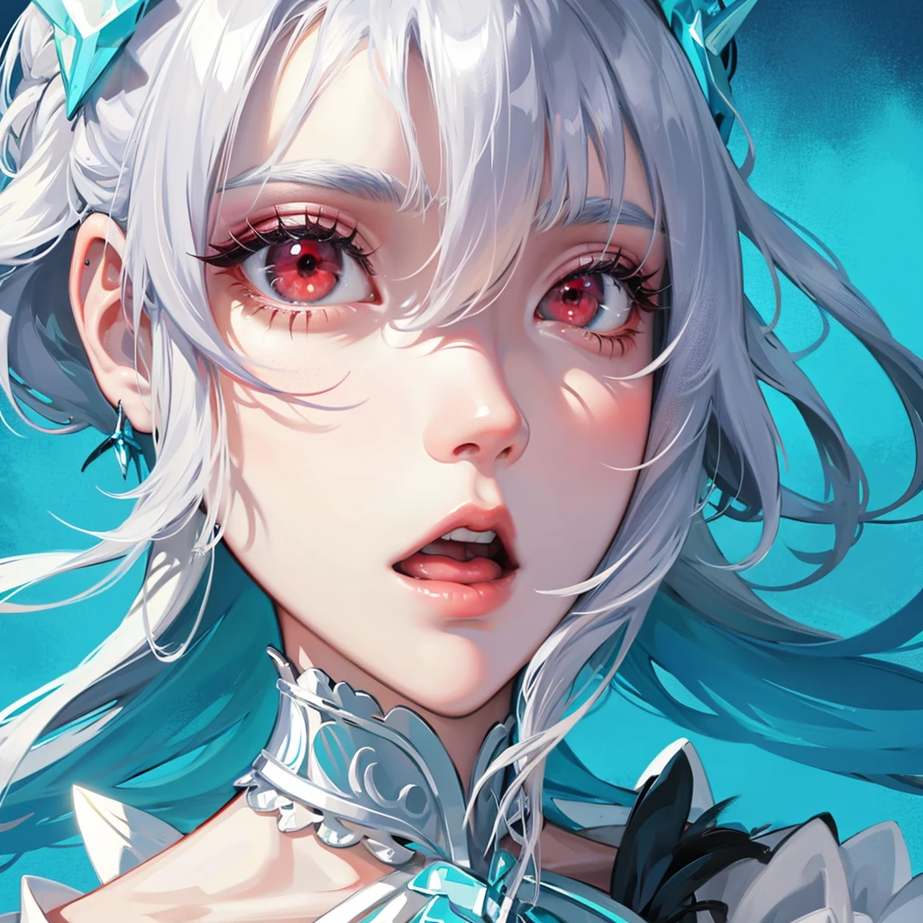 Ice goddess stunning beauty red eyes silver hair