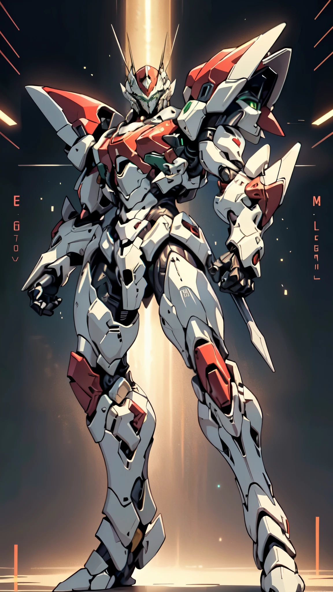 (masterpiece:1.5, best quality:1.5, extremely delicate:1.5, foreshortening:1.5, dynamic angle:1.5), a man wearing a full-face helmet, a fantasy-style biotech armored combat suit, green eyes, (a composite layered chest armor), fully enclosed shoulder guards, matching arm and leg guards, belt of Neon circuit, (the color scheme is primarily white with red green accents), the design balances heavy with agility, a high-tech bio-mecha armor, (Armor Concept Inspired by neon Cyberpunk, stand on the top of a skyscraper in a futuristic sci-fi city), this character embodies a finely crafted fantasy-surreal style armored hero in anime style, exquisite and mature manga art style, (element, plasma, energy, the armor glows), ((male:1.5)), metallic, high definition, highres, ultra-detailed, ultra-fine painting, professional, perfect body proportions, golden ratio, anatomically correct, symmetrical face, extremely detailed eyes and face, high quality eyes, creativity, RAW photo, UHD, 32k, Natural light, cinematic lighting, masterpiece-anatomy-perfect
