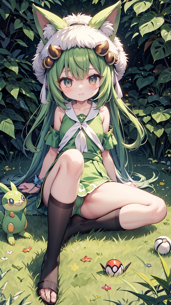 Mascagna、Nyaohha、Nyarote、Pokémon、green body,spread leg show off