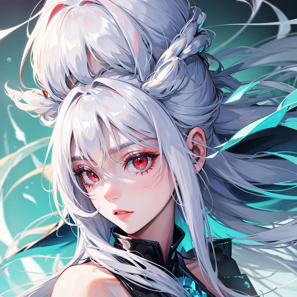 Ice goddess stunning beauty red eyes silver hair