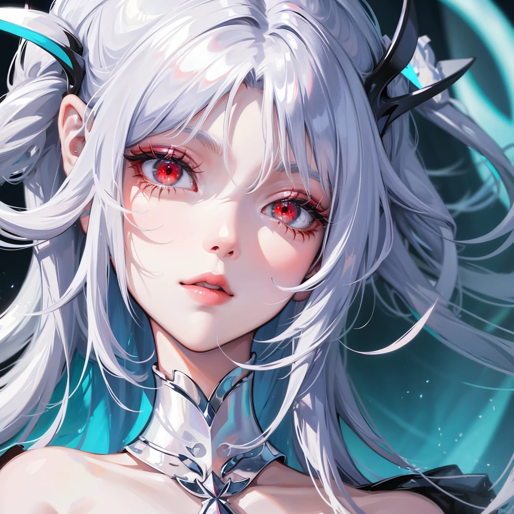 Ice goddess stunning beauty red eyes silver hair