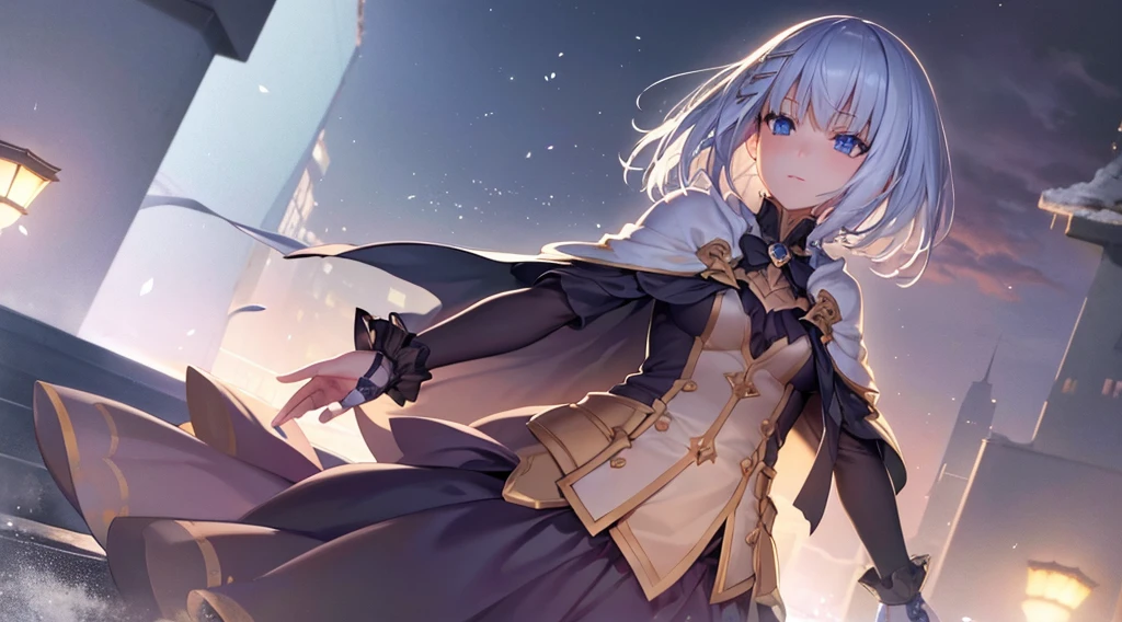 (best quality,4k,8k,highres,masterpiece:1.2),ultra-detailed,(realistic,photorealistic,photo-realistic:1.37),1girl,blue eyes, short hair, white hair, hair clips, hair pins, wearing white hoodies,city,winter snow,night,absurdres,high res, ultrasharp, 8K, masterpiece, looking at viewer, fantasy, magical, snowy rooftops, frosty breath rising, glowing streetlights, ethereal atmosphere, dreamlike, serene, quiet streets, distant city skyline, soft falling snowflakes, intricate details of the girl's face and outfit, delicate snowflakes on her eyelashes, mysterious expression, enchanting beauty, captivating gaze, snow-covered trees, blurred lights in the background, vibrant red contrasted against the white snow, mesmerizing scene, evoking a sense of wonder and magic. BREAK outdoors, city, BREAK looking at viewer, BREAK (masterpiece:1.2), best quality, high resolution, unity 8k wallpaper, (illustration:0.8), (beautiful detailed eyes:1.6), extremely detailed face, perfect lighting, extremely detailed CG, (perfect hands, perfect anatomy),
