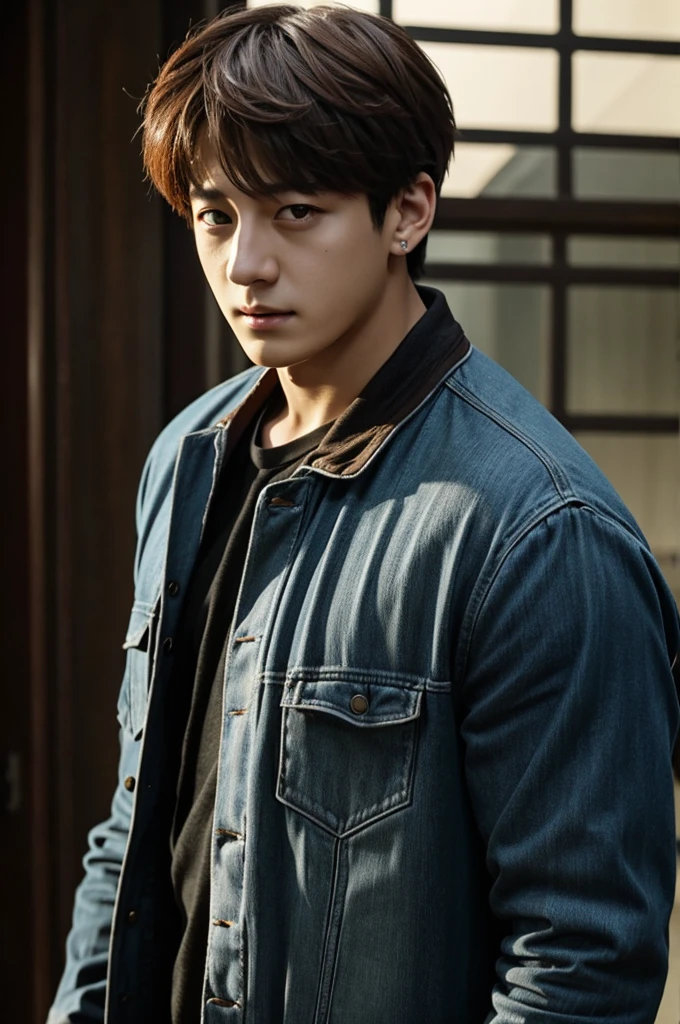 Jungkook with a mask like from the movie "The boy"