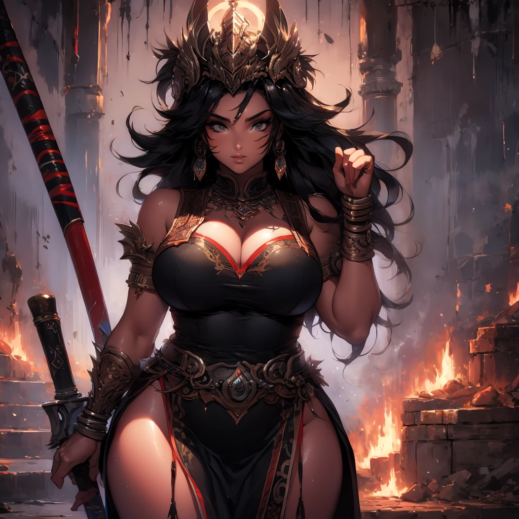 Curvy plump huntress barbarian black woman
