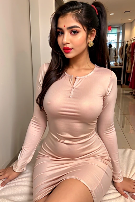 ((best quality)), ((masterpiece)), (detailed), cleaning home erotic hindu wife 40 ye old tight kurta pajama sexy dress super tight kurta dress big pumped lips red lipstick super big fake lips ponytail hairstyle at mall super detailed face lips eyes ,small cleaning home , no makeup super exposed body curve in tight kurta