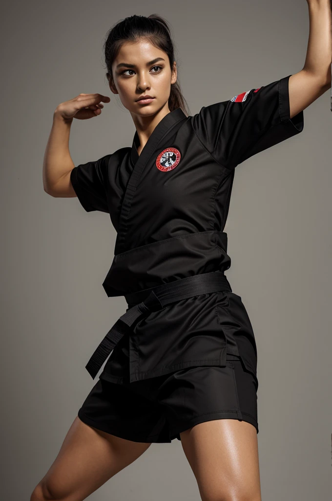 Karateka black uniform, black tape 