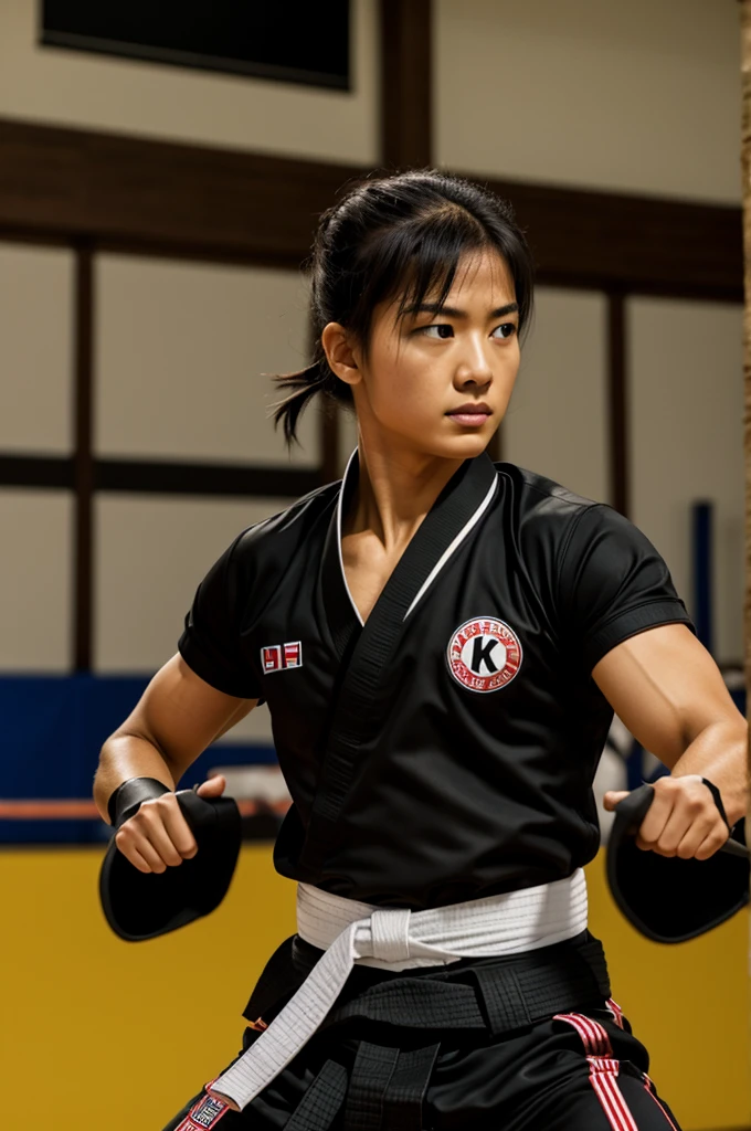 black karate uniform. black belt