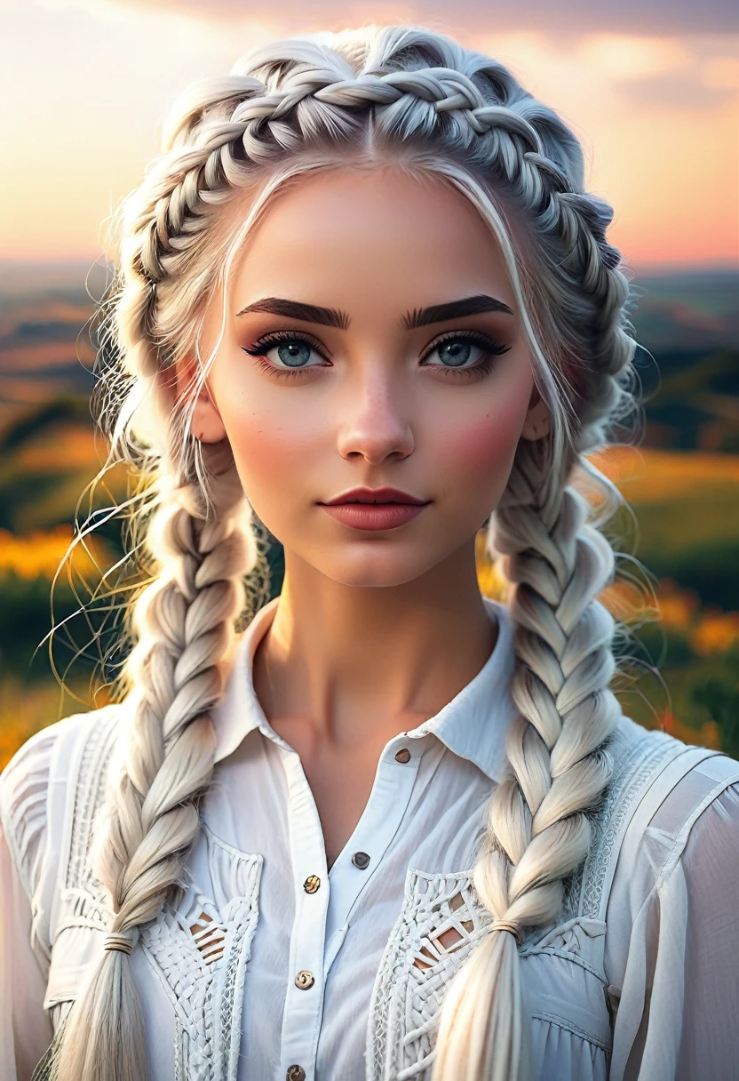 White braided hair girl