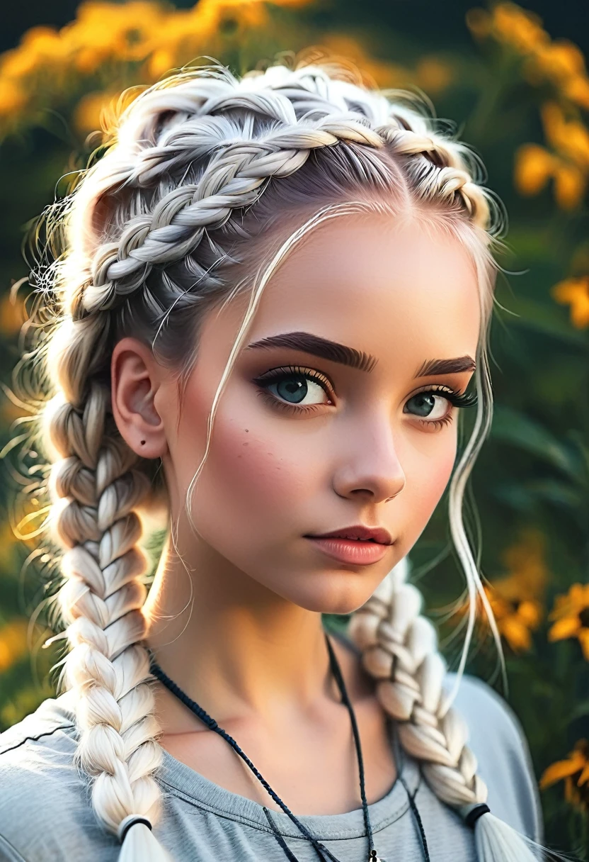 White braided hair girl
