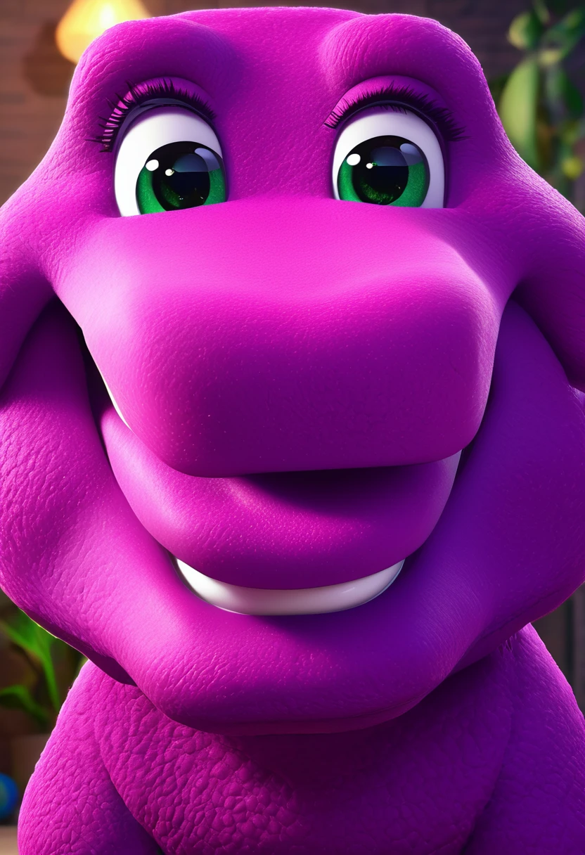 Barney the purple dinosaur, muscle, 1 girl, beautiful detailed eyes, beautiful detailed lips, extremely detailed face, long eyelashes, cute expression, playful, (best quality, 4k, 8k, highres, masterpiece:1.2), ultra-detailed, (realistic, photorealistic, photo-realistic:1.37), dynamic lighting, fantasy, cinematic, vibrant colors, magical, surreal, dreamlike, whimsical