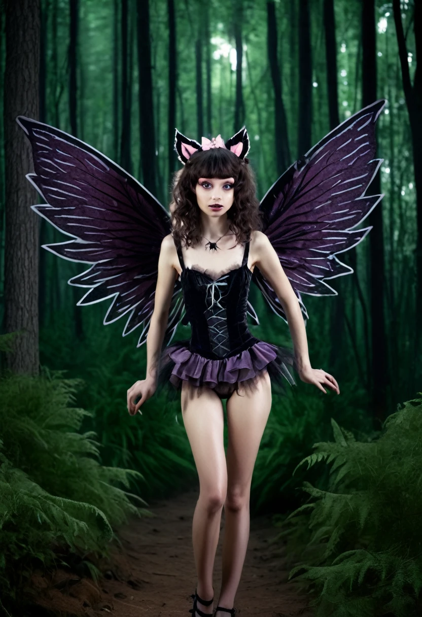 poodle werewolf girl in a forest skinny fairy wings