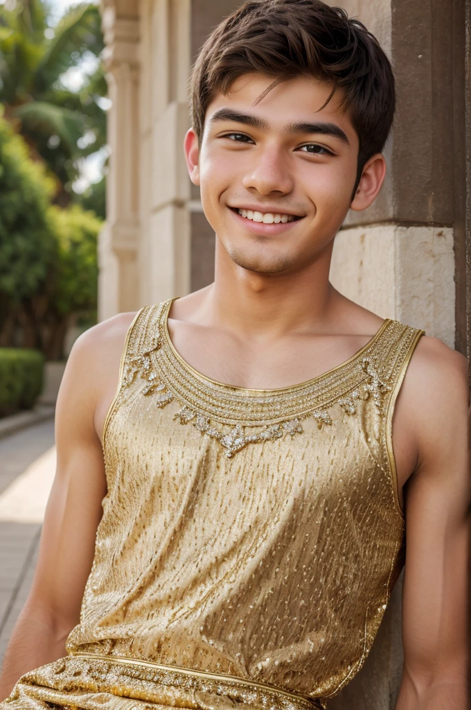 A realistic boy wearing beautiful dress smiling face 16 k ultra hd high resolution full images