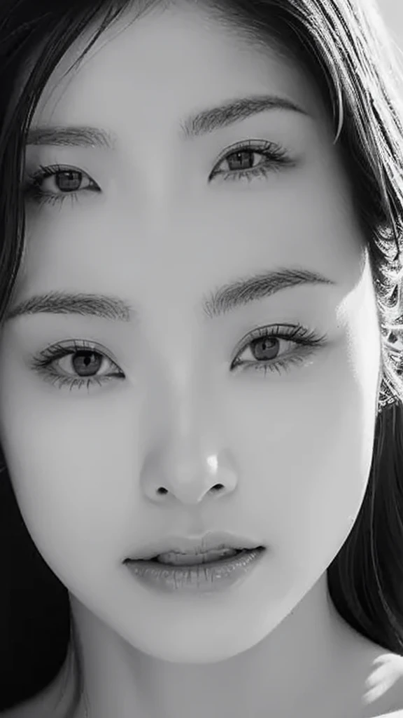 (best quality,ultra-detailed,realistic),(monoclonal portraits),(black and white:1.7),(soft lighting),(Japanese beautiful face),(detailed facial features),(white background),(line drawing),anatomy correct,completely naked,perfect nude,undressed,gleaming face,shiny skin