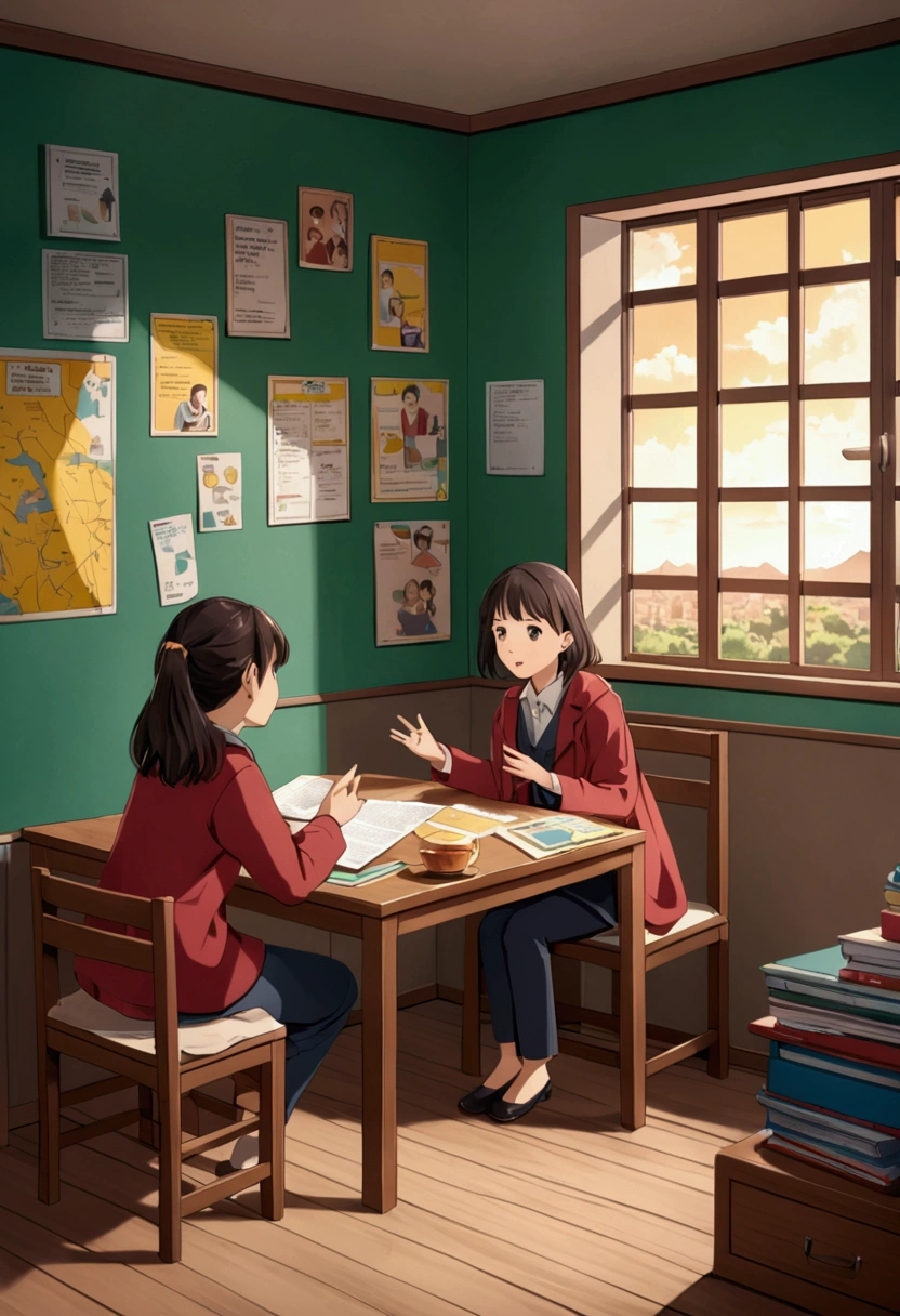 A scene where the receives information from the parents to raise awareness of risks