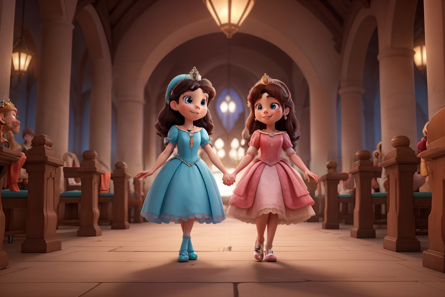 princesses holding hands