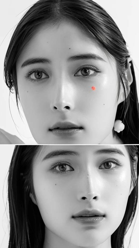 (best quality,ultra-detailed,realistic),(monoclonal portraits),(black and white:1.7),(soft lighting),(Japanese beautiful face),(detailed facial features),(white background),(line drawing),anatomy correct,completely naked,perfect nude,undressed,gleaming face,shiny skin