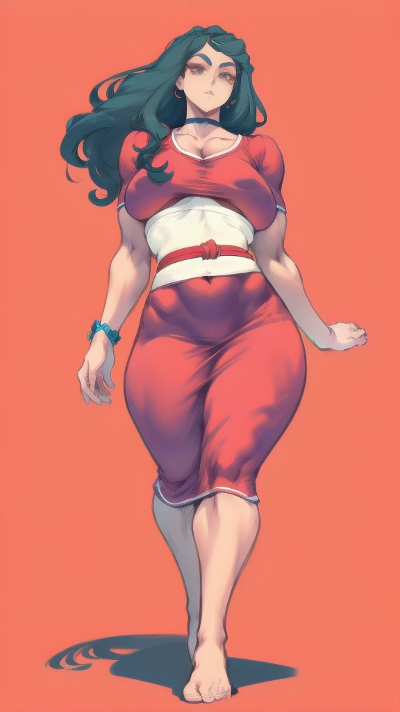 full body in image, full naked woman, (feet on image), simple hair, female naked body, curvy body, large hips, beautiful woman, thicc body, big thighs, voluptuous body, full thick body, dinamic pose, curve body. detalied pose, body, simple background, expressive face, focus on face, line art, sketch, Full body image of Moana from Moana, full body in image, wearing her original outfit (red crop top, cream skirt with a sash, and accessories), long wavy black hair, female body, athletic and slender body, dynamic pose, detailed pose, simple background, expressive face showing determination, focus on face, line art, sketch
