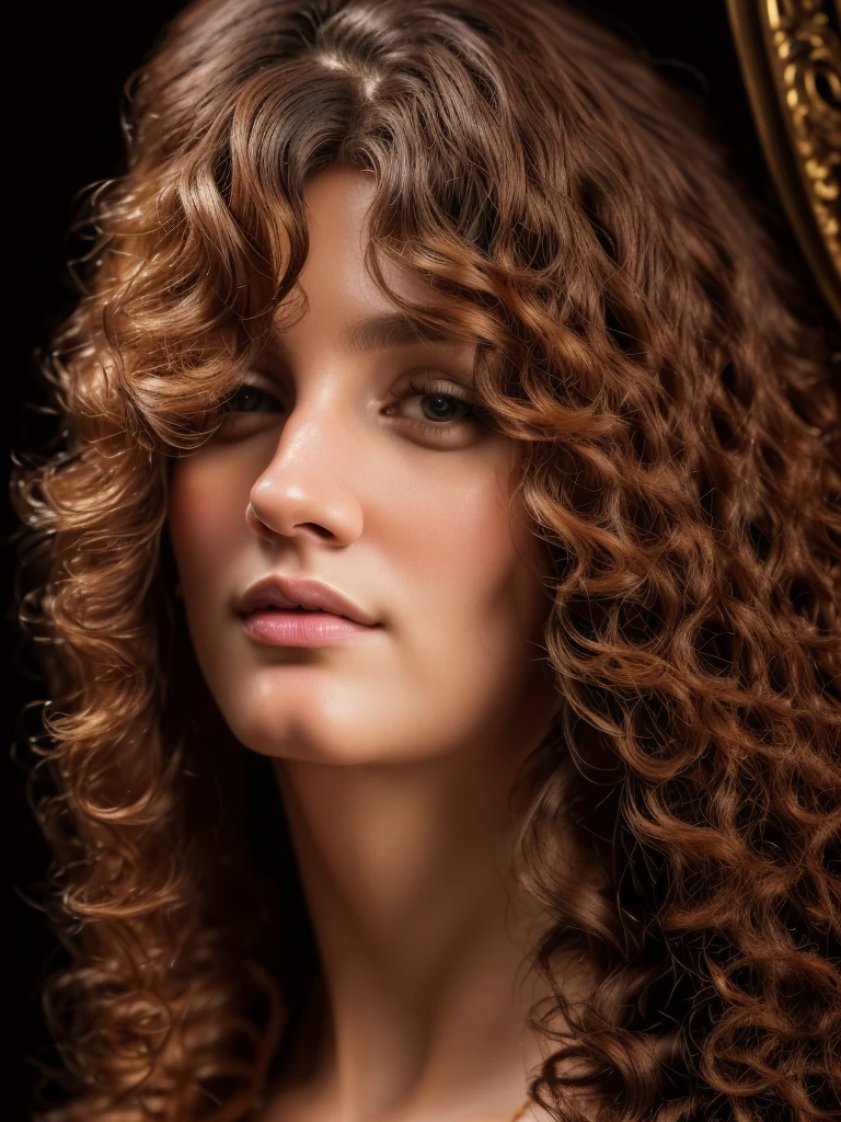  detailed man with long curly hair, duke's clothing, ornate and elaborate clothing, detailed facial features, intricate jewelry, high quality portrait, cinematic lighting, dramatic chiaroscuro, oil painting, masterpiece, (best quality,4k,8k,highres,masterpiece:1.2),ultra-detailed,(realistic,photorealistic,photo-realistic:1.37)