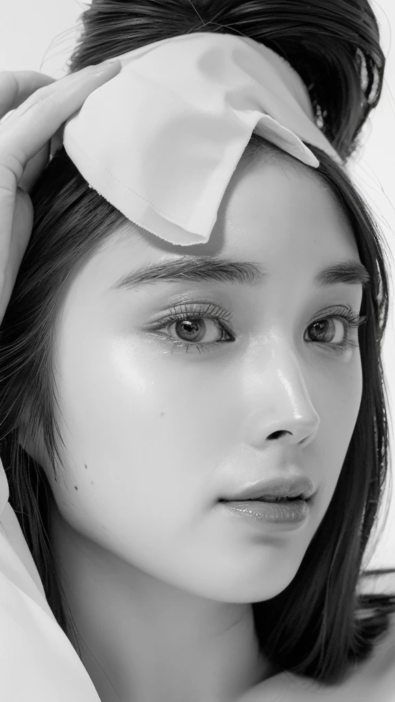 (best quality,ultra-detailed,realistic),(monoclonal portraits),(black and white:1.7),(soft lighting),(Japanese beautiful face),(detailed facial features),(white background),(line drawing),anatomy correct,completely naked,perfect nude,undressed,gleaming face,shiny skin