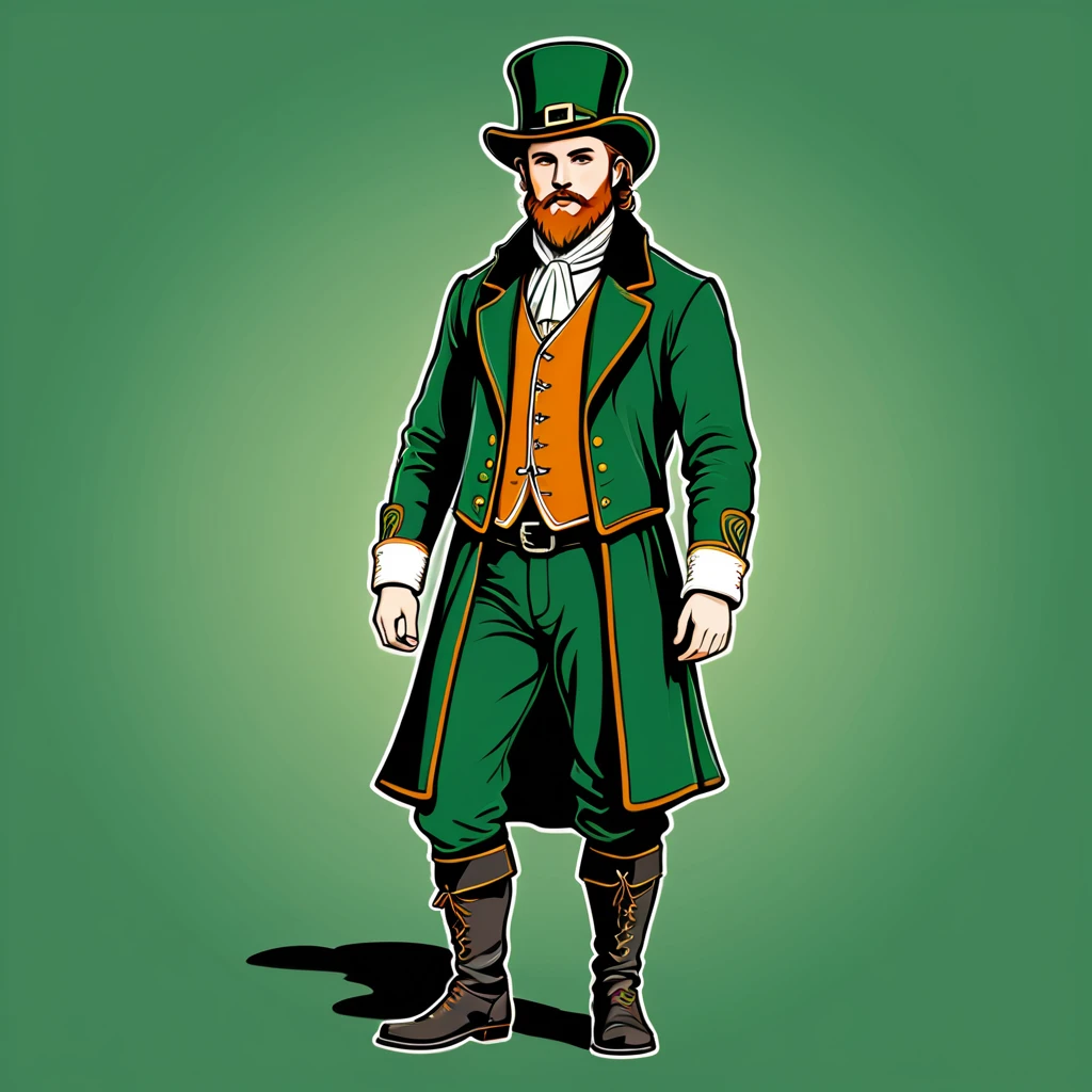 man in irish folk outfit, vector graphics, strong contours