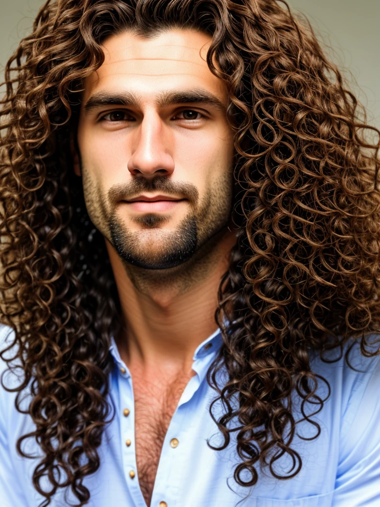 detailed man with long curly hair, duke's clothing, ornate and elaborate clothing, detailed facial features, intricate jewelry, high-quality portrait, cinematic lighting, oil painting, Masterpiece artwork, (best qualityer, 4K, 8k, high resolution, Masterpiece artwork: 1.2), ultra detali, (realisitic, fotorrealisitic, foto-realisitic: 1.37)"