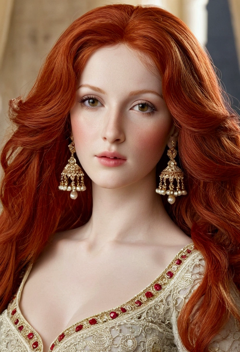 mukher bonita, without clothes with red hair and soft white skin .
