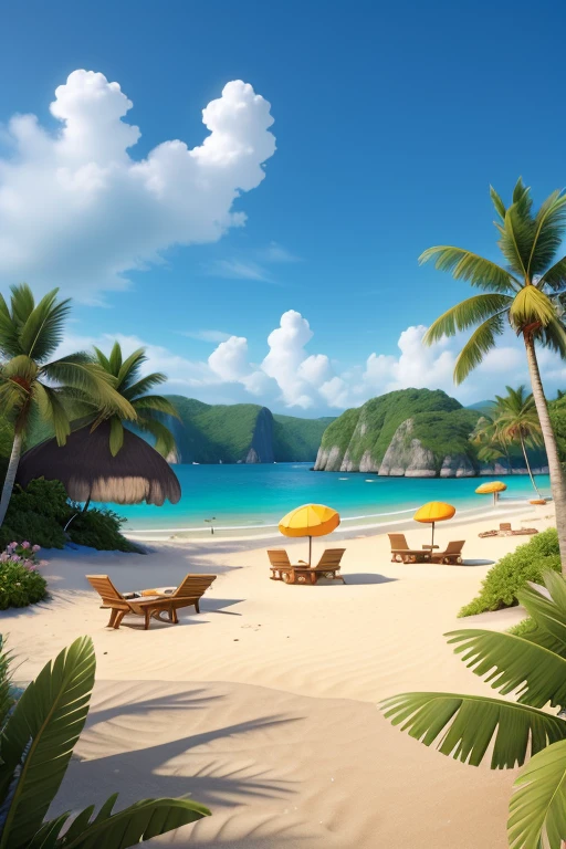 Create a beach on the magical island
