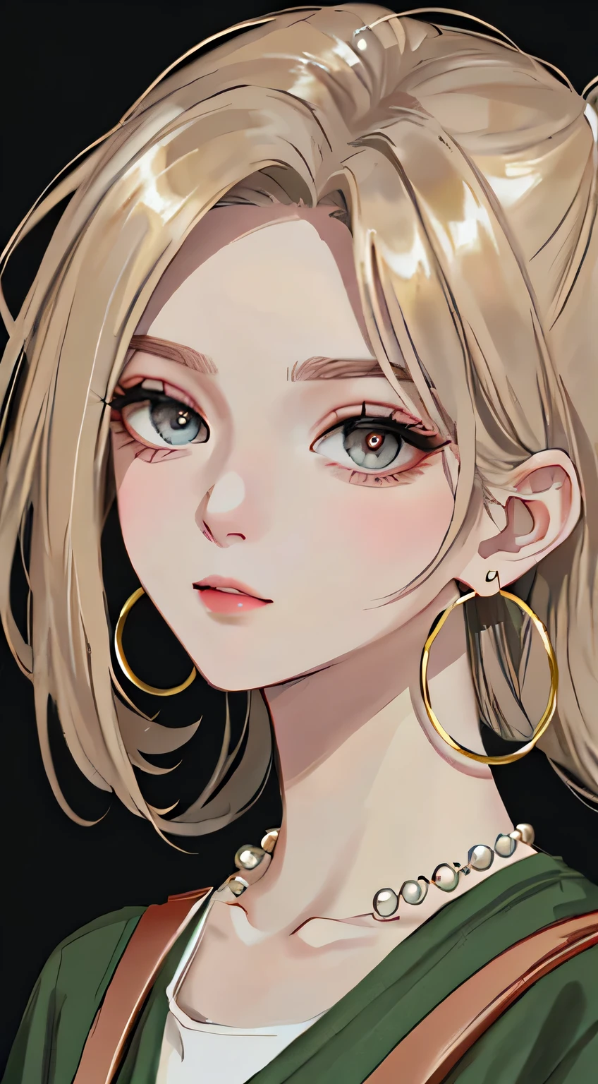 masterpiece:1.6, Best quality:1.4, real picture:1.2, complex parts:1.2, close-up portrait of a lady, One, (bags under the eyes:1.6),
Appearance: mother:1.25, slim:1.3, green eyes, , flat chest, keen eyes,
cloth: (light brown trousers, black sweatshirt),
accessories: simple hoop earrings, shell necklace,
hair: (длинные светлые hair), грязные hair,
draw up: natural, glowing skin,
(simple background, themed background:1.3), (extreme close-up:1.2),