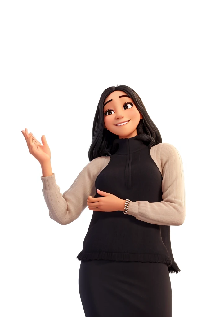 a smilling woman, black hair