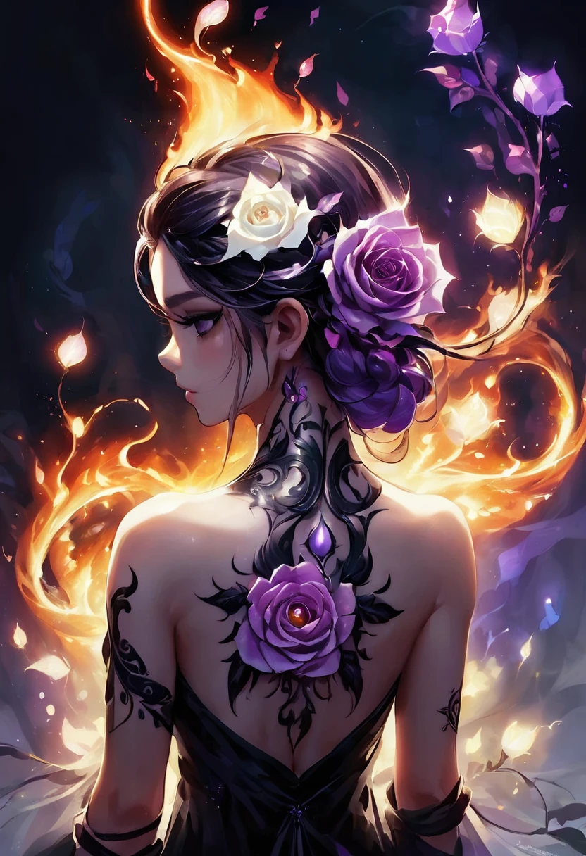 Bare back,Close-up of back tattoos,,medium and close-up,super detailing,tattoo art