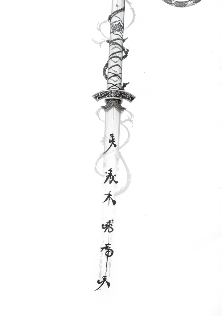 I want the sword to have a tangled snake and some red touches, Tatoo type
