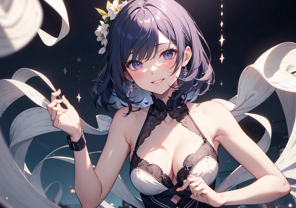 Browsing Caution, Small , topless, Very fine and beautiful pink nipplesed nipples, side,realistic 8K CG,masterpiece,((Highly detailed background,Delicate pattern,Intricate details)),The best quality in the best condition,とてもとてもとても詳細なface,Highly detailed eyesとface,Highly detailed eyes,kochou shinobu,Multicolored Hair,No bangs,Hair Intake,Purple eyes,Haori,butterfly,band,(熱band.2),Purple Flower,mostly cloudy null,Light of the sun,Tyndall effect,slope_null,face,beautiful null,Sabre on waist,Seductive posture,(Large Breasts:1.3),(Cleavage:1.-the-shoulder .6)