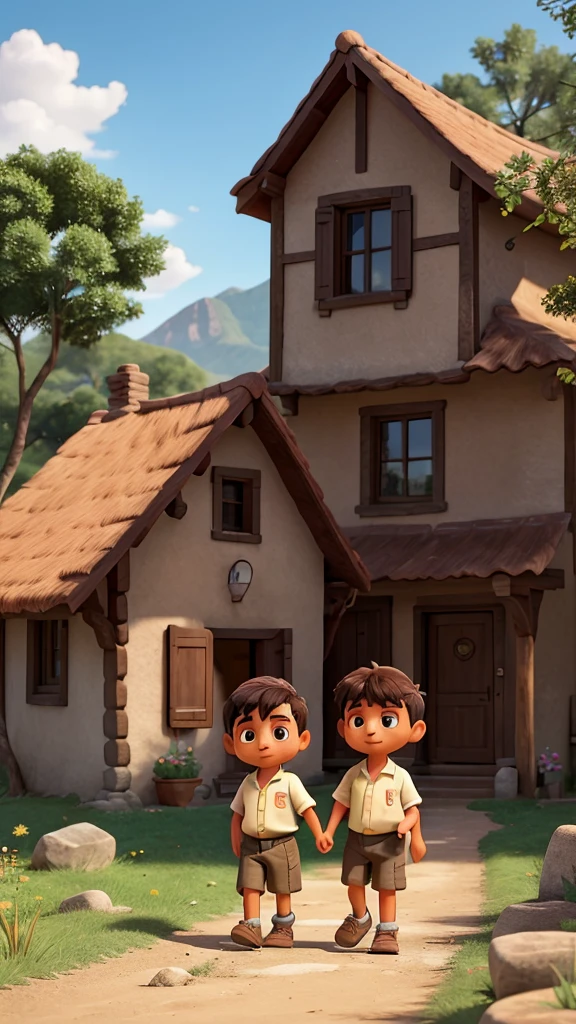 In a small village, two inseparable friends, Miguel and Lucas, used to go for a walk by the nearby river. One day, I found a shiny stone that we decided to keep as a symbol of their friendship