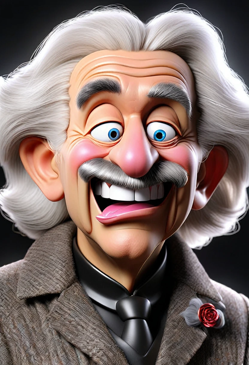 
I understood! Here is the plain text version of the prompt:

Create an iconic image that combines the famous portrait of Albert Einstein with his tongue sticking out and making a face, styled with the makeup of Kiss musician Gene Simmons. The image must capture the irreverence and rebellious spirit of rock, while maintaining the genius and intelligence associated with Einstein. Use the classic portrait of Albert Einstein with his tongue hanging out as a base. Add Gene Simmons&#39; signature black and white makeup, including the dramatic facial lines around the eyes and the black area around the mouth. Einstein must be making an amused face, with red tongue extended and exaggerated, em um gesto de atitude rock 'n' roll. Include additional details like a rock hairstyle, maybe with a slight mohawk or tousled hair, reminiscent of Gene Simmons&#39; style. Add a black leather jacket with rivets or a vest with metal elements. Create a dynamic background with rays of light radiating from the center, highlighting Einstein. Include elements like electric guitars, musical notes, and amplifiers in the background to reinforce the rock theme. Use a color palette that includes black, offwhite, rot, and touches of silver/metallic to capture the essence of classic rock. Optionally, add a banner at the bottom of the image with the phrase "Rock Genius" in a stylized and bold typography. Include your name or logo discreetly in one corner of the image. The image must be visually impactful, divertida, it&#39;s unique, combining elements of genius and rebellion. It should work well as t-shirt art., Posters, or other graphic products.