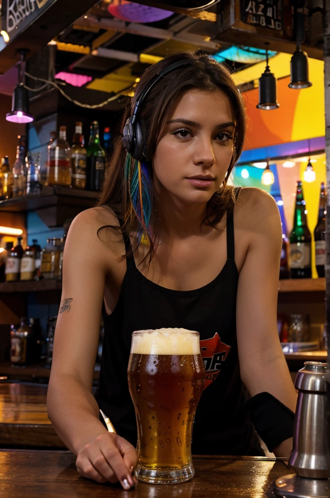 Colorful beer background, bar, music