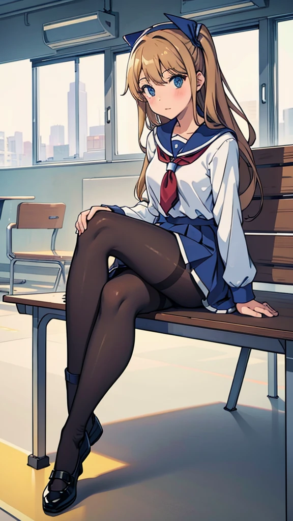 Pantyhose,high school girl,take off shoes,Sitting