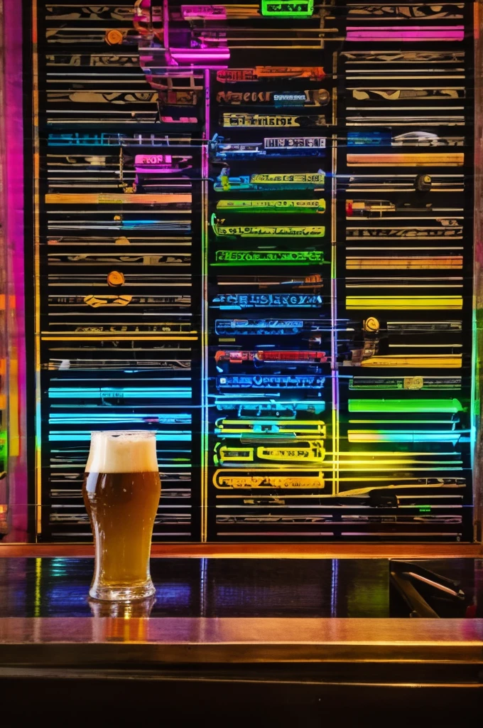 colorful beer background, bar, music. music notes